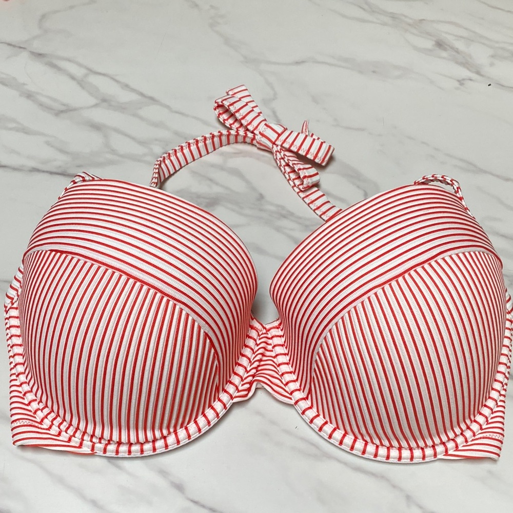 Shade & Shore Red and White Striped Swimwear